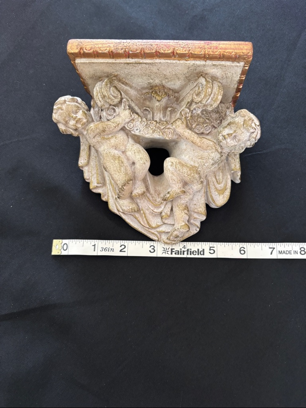 Ornate Cherub Wall Sconce - Cream and Gold Decorative Accent
